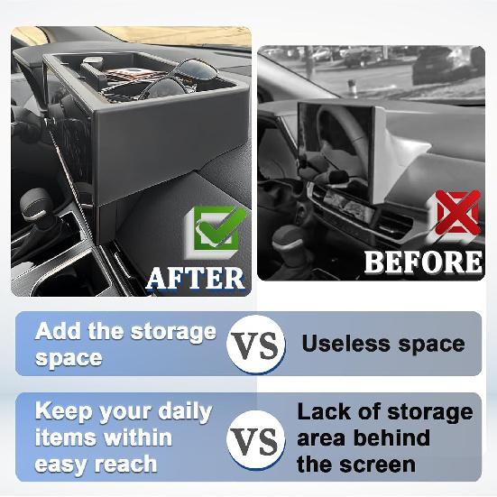 TOPTALL 2025 New Dash Tray Phone Holder Compatible With 2025 Toyota Sienna 12.3" Screen, Dashboard Hidden Storage Organizer Behind Screen Tissue