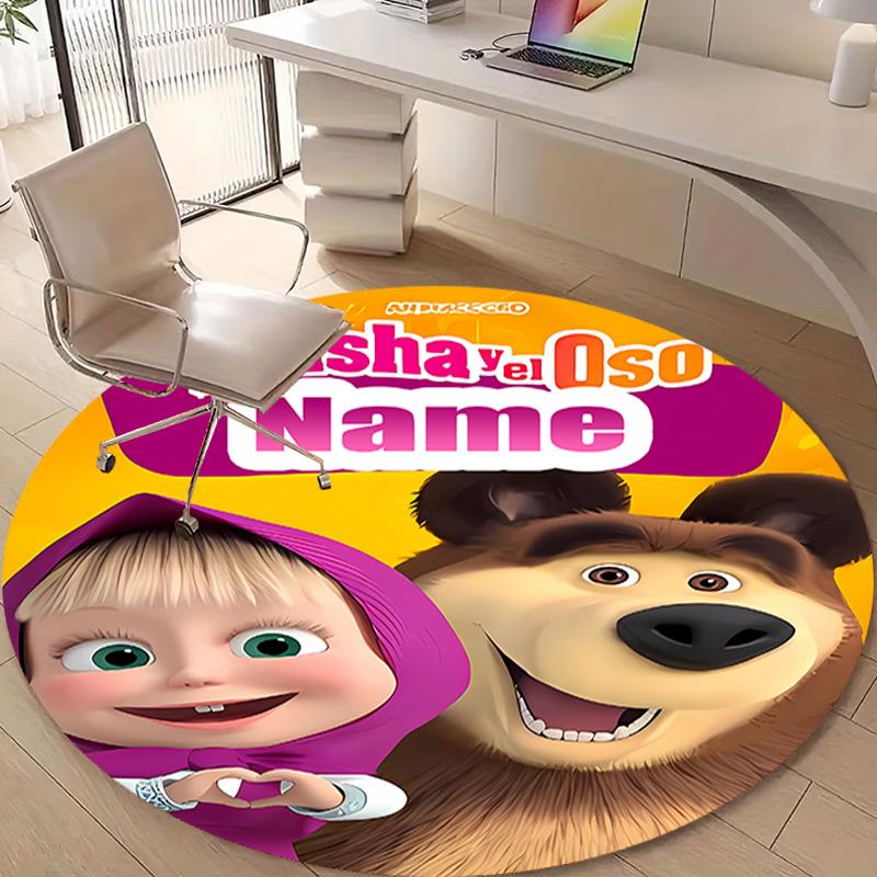 Personalized M-Masha and the Bear Round Chair Office Rug - Perfect for Mat, Office Chair & More - Ideal Gift for Birthdays and Holidays
