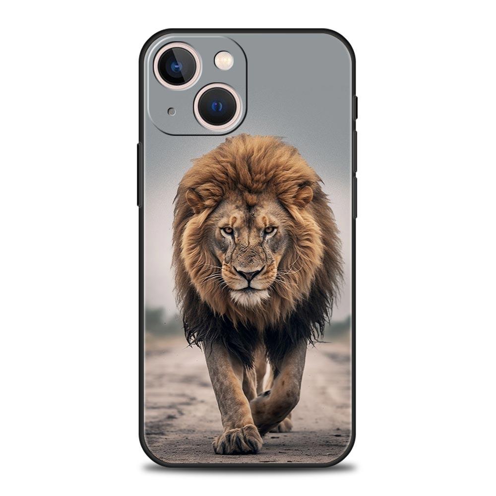 Lion King Animal Phone Case For iPhone 17 16 15 Pro Max 11 12 13 14 7 8 Plus SE 2020 X XR XS Cover Soft Black