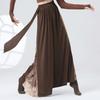 Print Wide Leg Pants Chinese Folk National Dance Culottes Flowy Modern Hanfu Classical Dancer Training Practice Skirt High Waist