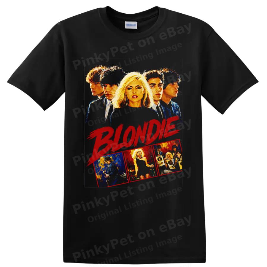 Blondie Rock Band Portrait Collage Retro Concert Graphic T Shirt Classic Music