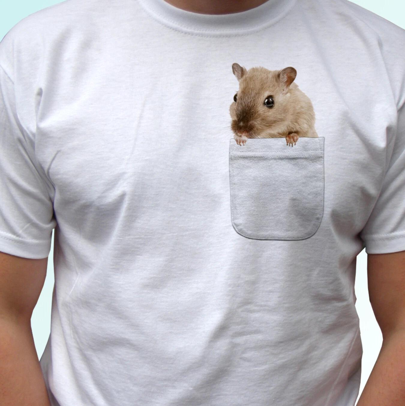 Gerbil pocket print white kids boys T-Shirt animal tee top design gift all sizes 130