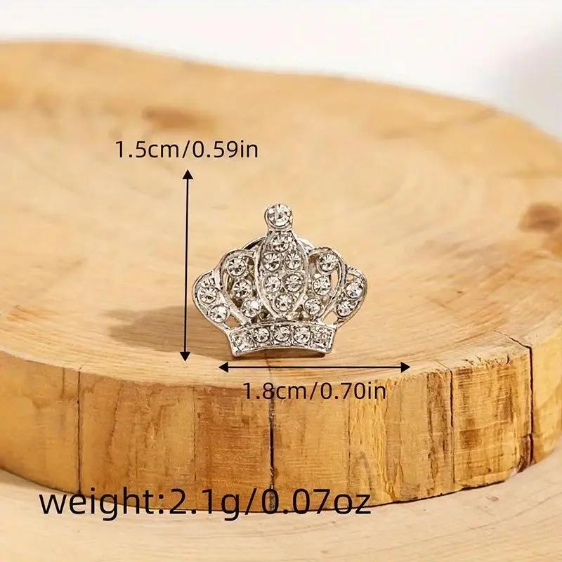 Mini Crown Brooch Fashionable Full Diamond Crown Water Diamond Brooch New Men's And Women's Suit Shirt Button Neck Needles