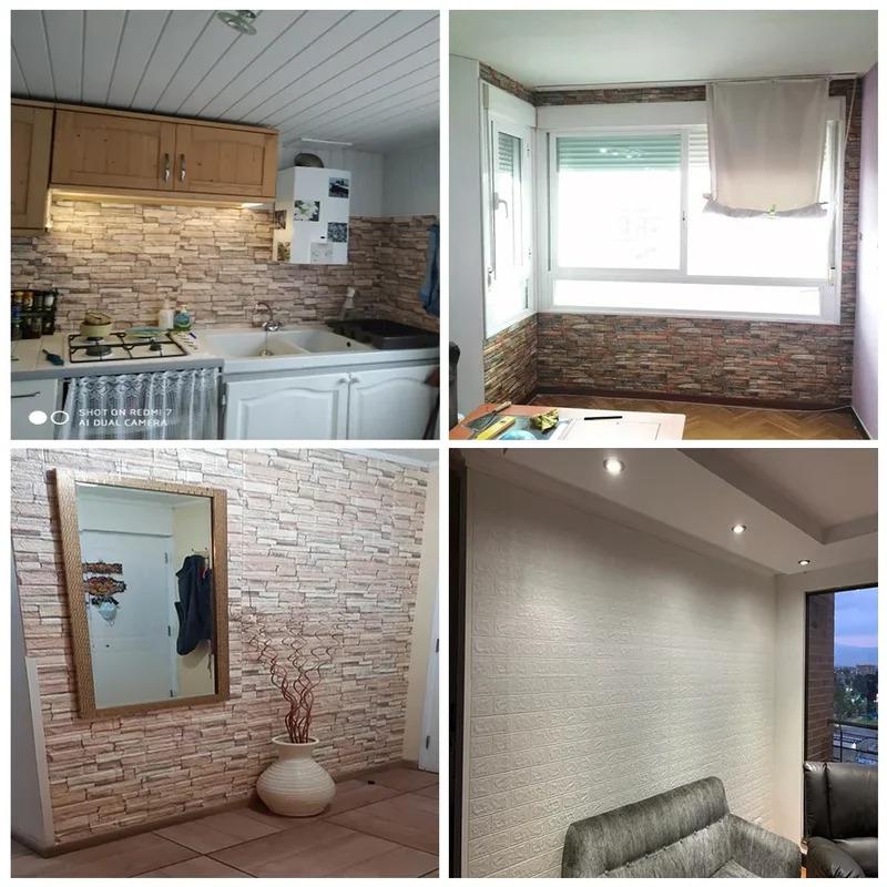 10pcs Self Adhesive Decor 3D Foam Wall Stickers Pane Room Waterproof Peel and Stick Brick Wallpaper for Interior Decoration