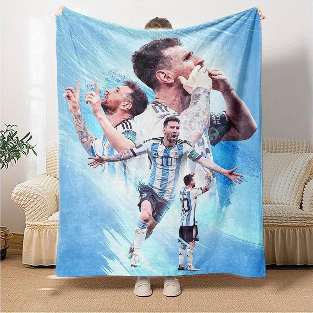 Football Messi Blanket Warmthful Decor Perfect for Office Chair Sofa Office for All Seasons Warmthful Decor Ideal Gift For Birthday Valentine'S Day