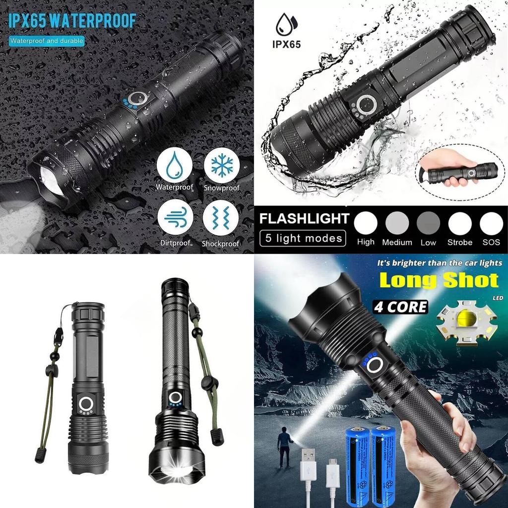 High Brightness Portable P50 Led Flashlight With Durable Aluminum Alloy Waterproof Design Ideal For Camping And Hiking