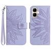 For TECNO Pop 10/Infinix Smart 10 Case Sunflower Imprint Leather Wallet Phone Cover with Wrist Strap