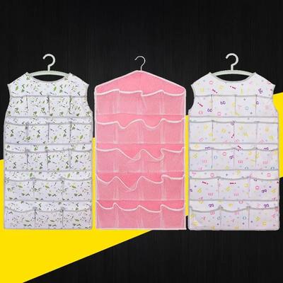 Saco de tecido Oxford com grade em um ou dois lados para pendurar, ideal para guardar roupas íntimas e outros itens em dormitórios.