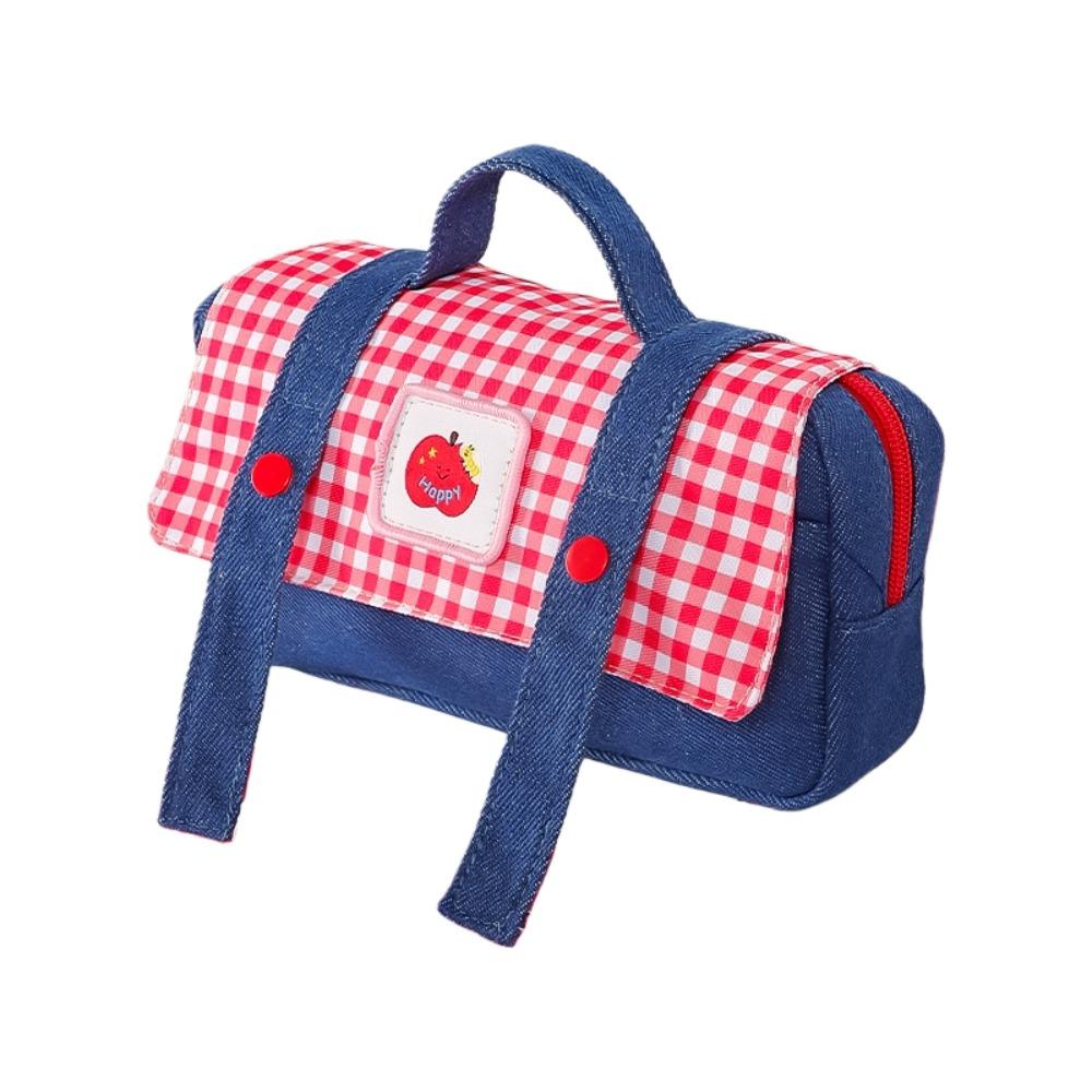 Plaid and Dots Fruit Cowboy Pencil Case Denim Dopamine Pencil Pouch Grid Stationery Bag  Girls