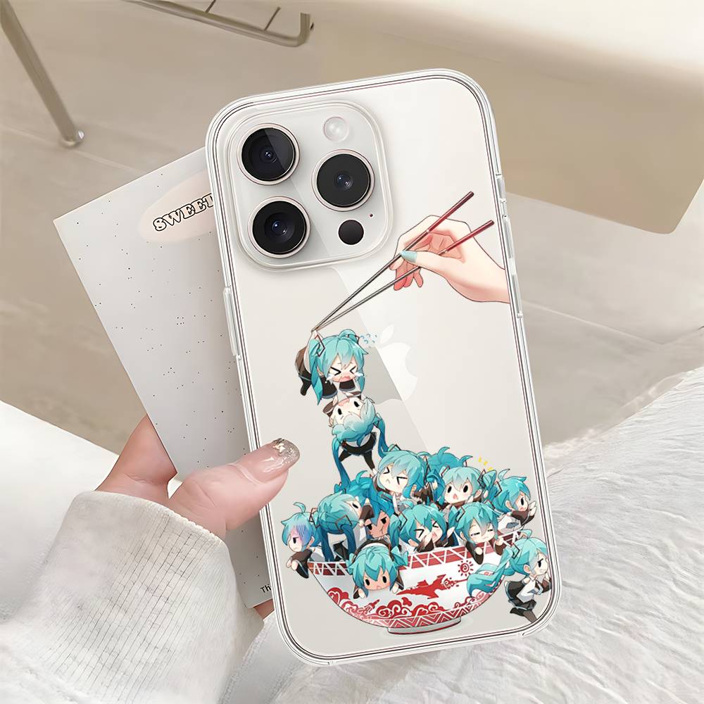 Kawaii H-Hatsune Miku-S Phone Case For Iphone17 16 15 11 13 14 Pro Max 7 8 Plus X Xr Xs Max Se2020 12mini Transparent Cov