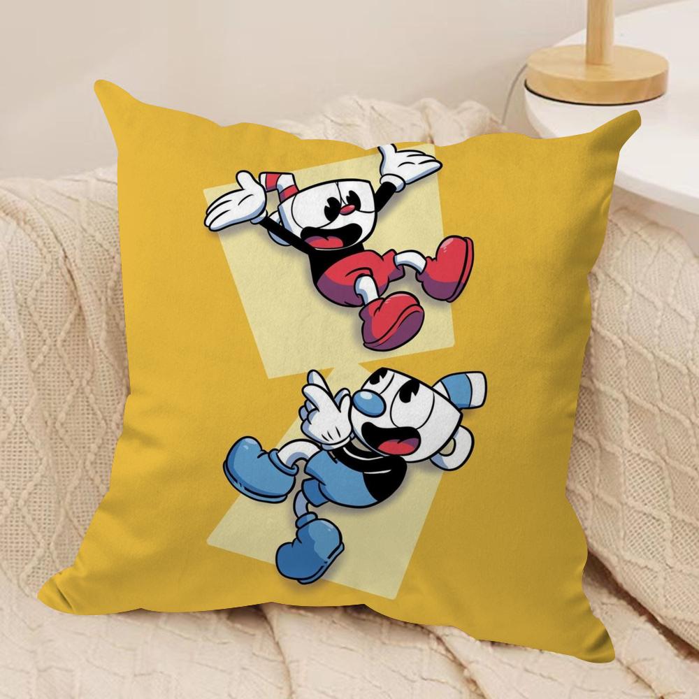 Классическая игра C-Cuphead Наволочка Шелковистый Короткий Плюш Чехол для Подушки Дивана Скрытая Молния Мягкий Пылезащитный Чехол для Домашнего Декора 30cmx30cm
