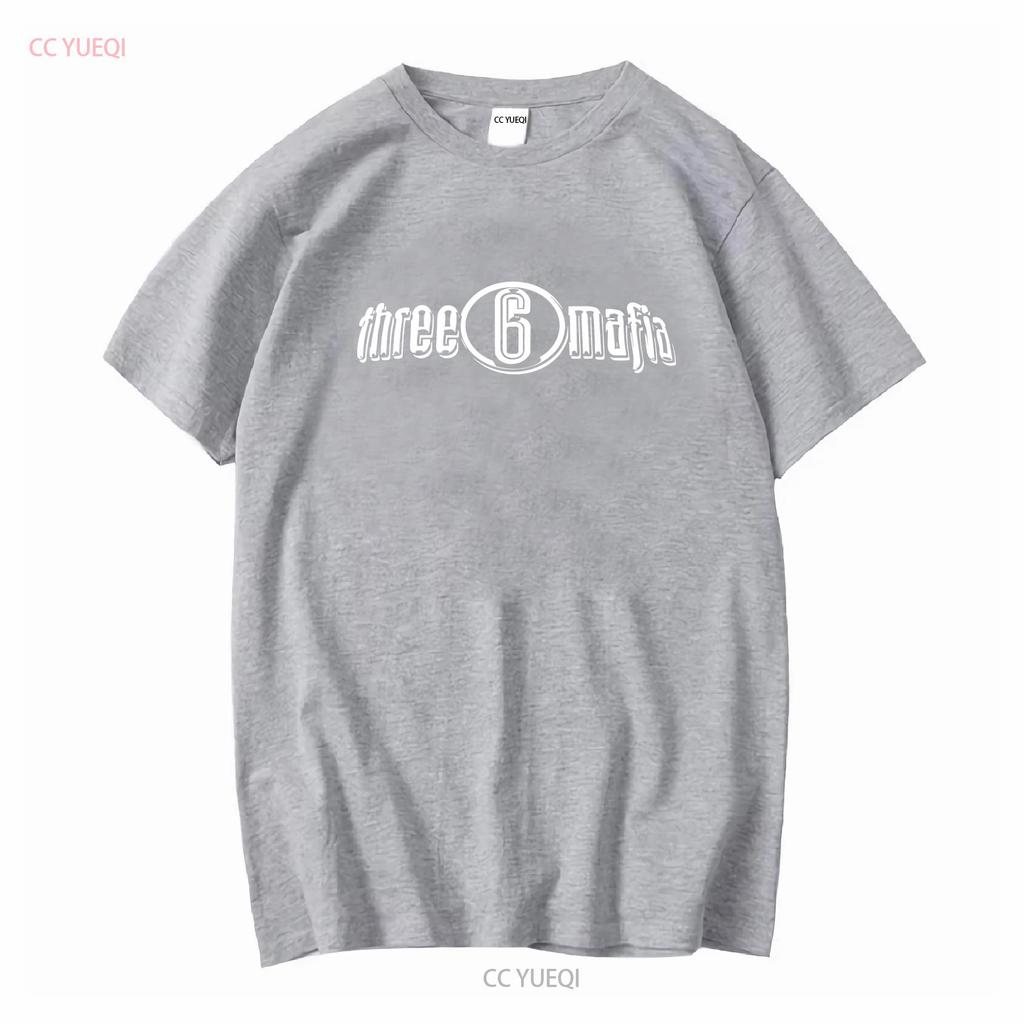 Logo Three 6 Mafia hip hop T-shirt nera Tutte le taglie S 5XL vintage Lavata Traspirante Casual Comoda Maglietta Per Uso Quotidiano
