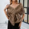 Women's Winter Fashion Faux Fr Scarf Shawl Coat