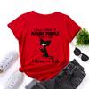 Learning Cats Cotton T-Shirt Short Sleeve Round Neck Women 2d Print Tops