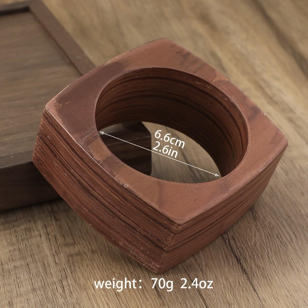 Square Wood Grain Bangle Geometric Burlywood Hand Ring Simple Wooden Bracelet  Daily