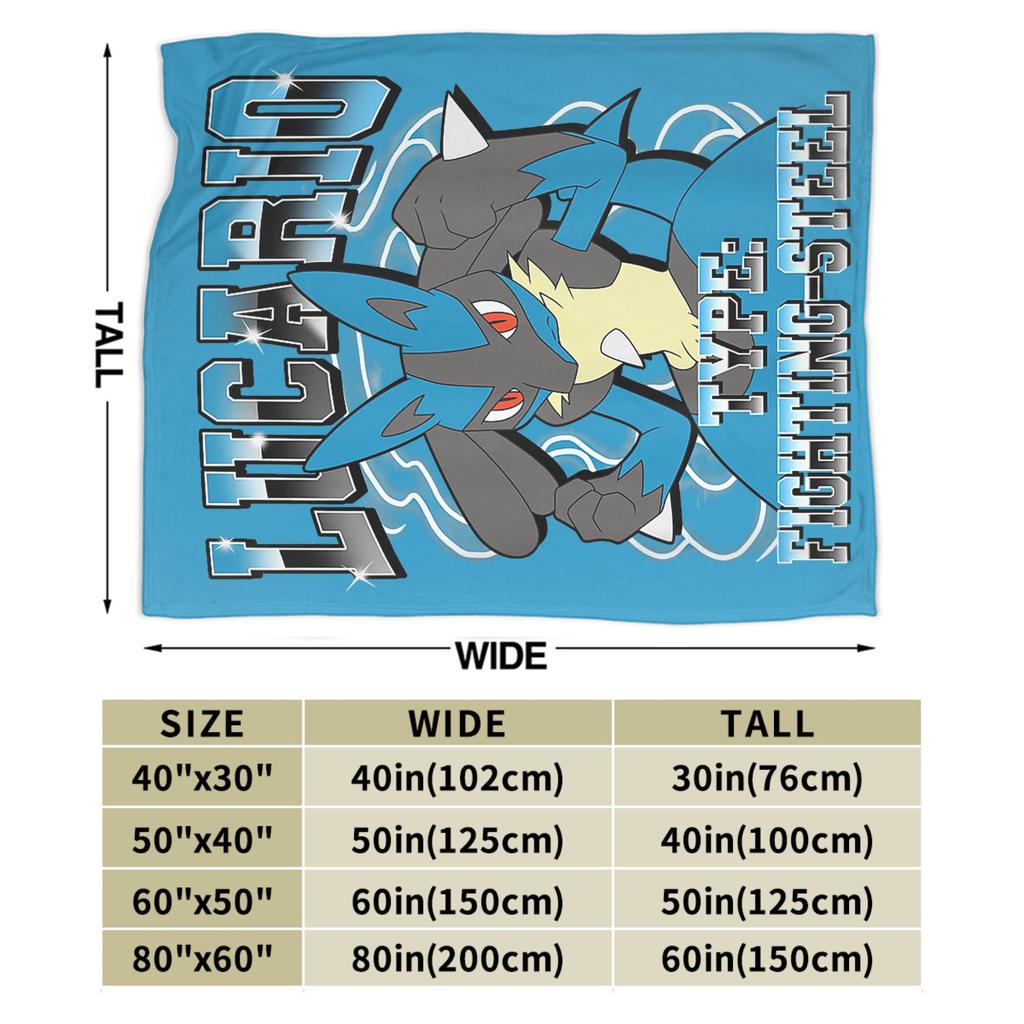 Pokemoned Lucario Type Fighting Steel Poster Blankets Fuzzy Vintage Soft Throw Blankets for Home Decoration,