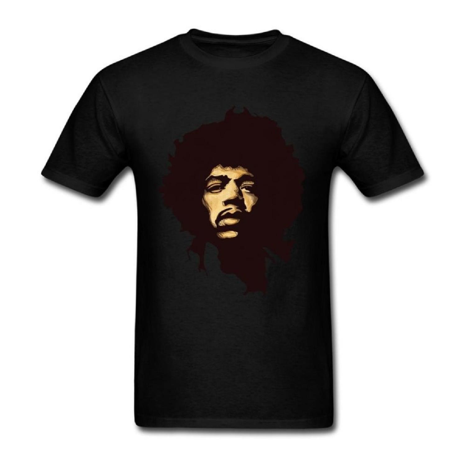 LSLEEVE Men s American Singer Jimi Hendrix T-shirt Black L S