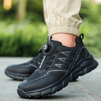 Drehknopf Sicherheitsschuhe Herren Stahlkappe Sneaker Atmungsaktive Arbeitsschuhe Schutz Leicht Rutschfest Schwarz Arbeits-Sneaker