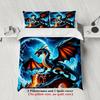 3pcs Dragon Fantasy Bedding Sets 3D Printed Mythical Dragon Easy Care Durable Duvet Cover Sets With Pillowcases No Filling