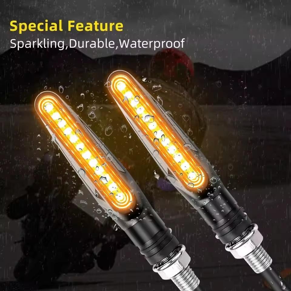 Moto Led Flowing Water Blinker Bendable Flashing Signals Lamp Universal Motorcycle Turn Signal Light Built Relay 12V Flasher