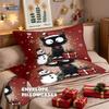 3pcs Red Christmas Black Kitten Printed Coreless Bedding Set Soft Comfortable Dormitory Bedroom Multiple Sizes Machine Washable