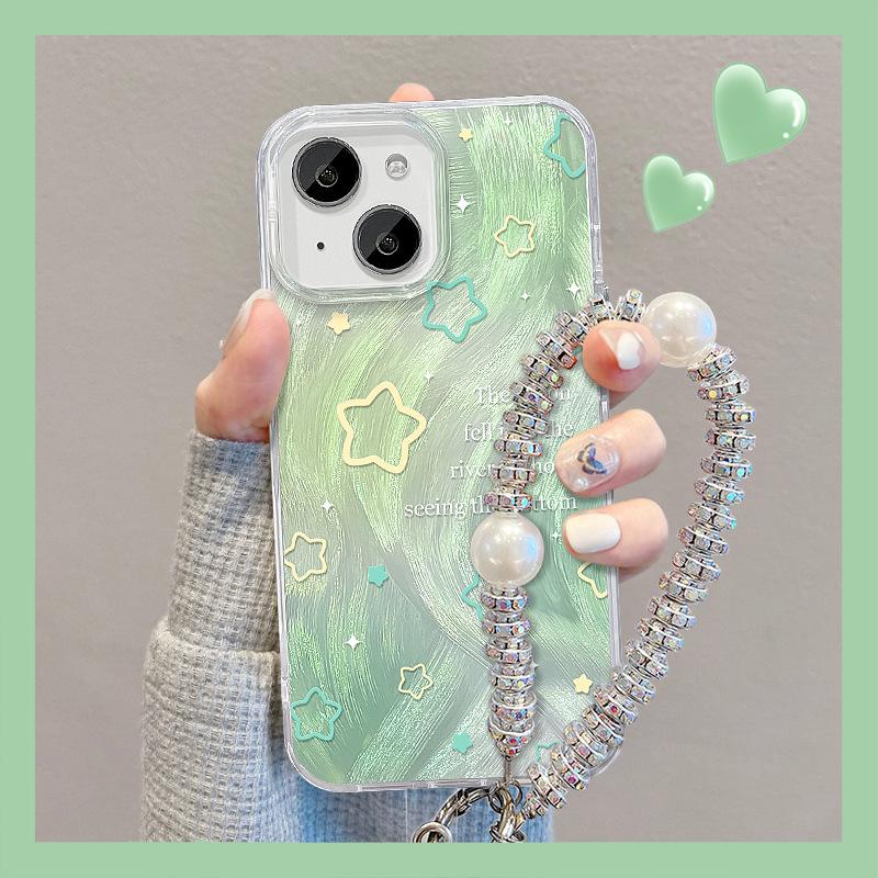 Applicable To Apple 15 Mobile Phone Case Iphone14pro Smudged Star Bracket Bracelet 13 Feather Yarn 12 High-end Xs/xr