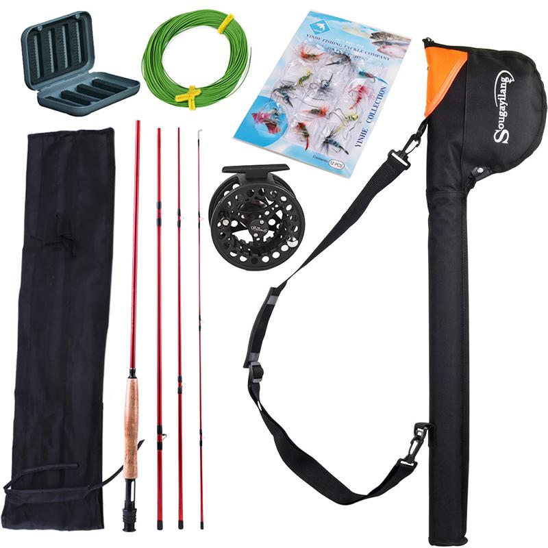 Cheap Fly Fishing Combos Fly Rod Reel Line Flies with Carry Bag for