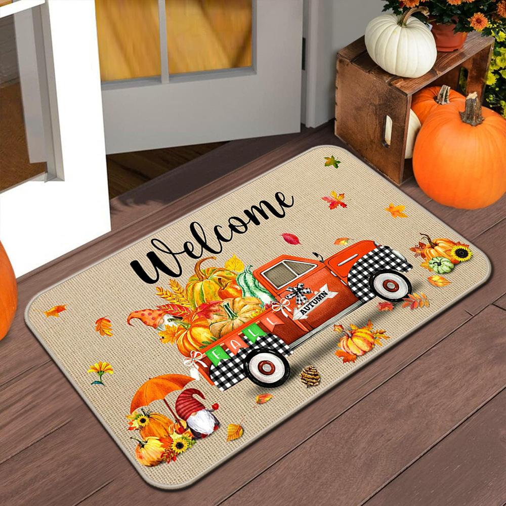 Anti-Slip Autumn Halloween Thanksgiving Door Mat for Indoor Outdoor Balcony Staircase Patio Porch Laundry Room Home Decor