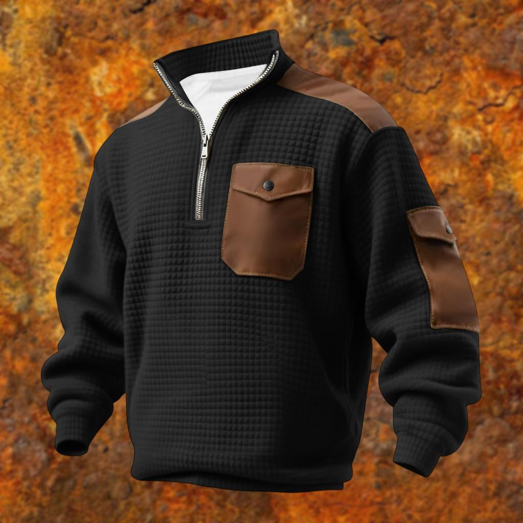 Men's Solid Color Stand Collar Sweatshirt Men's Sports Large Size Casual Sweatshirt