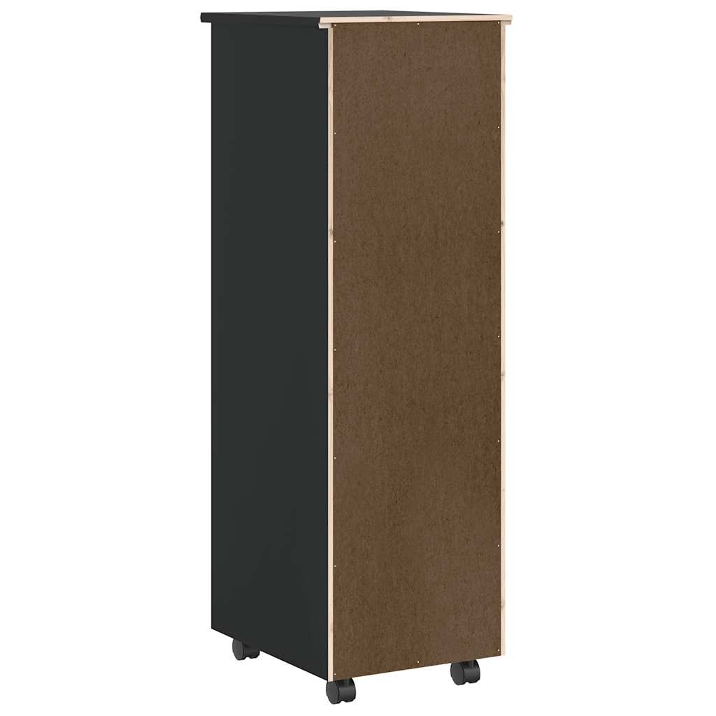 MOSS Mobile Drawer Cabinet In Black Solid Pine Wood