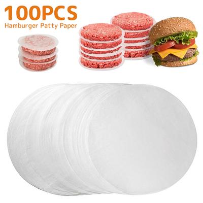 100Pcs Hamburger Patty Paper Waxed Butcher Paper Sheet Non-stick Parchment Paper Round Wax Paper for Patty Storing