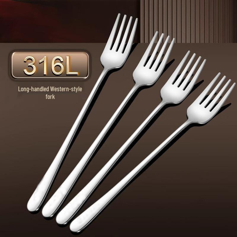 Minnah 316 Stainless Steel Long Handle Forks, 10-Pack