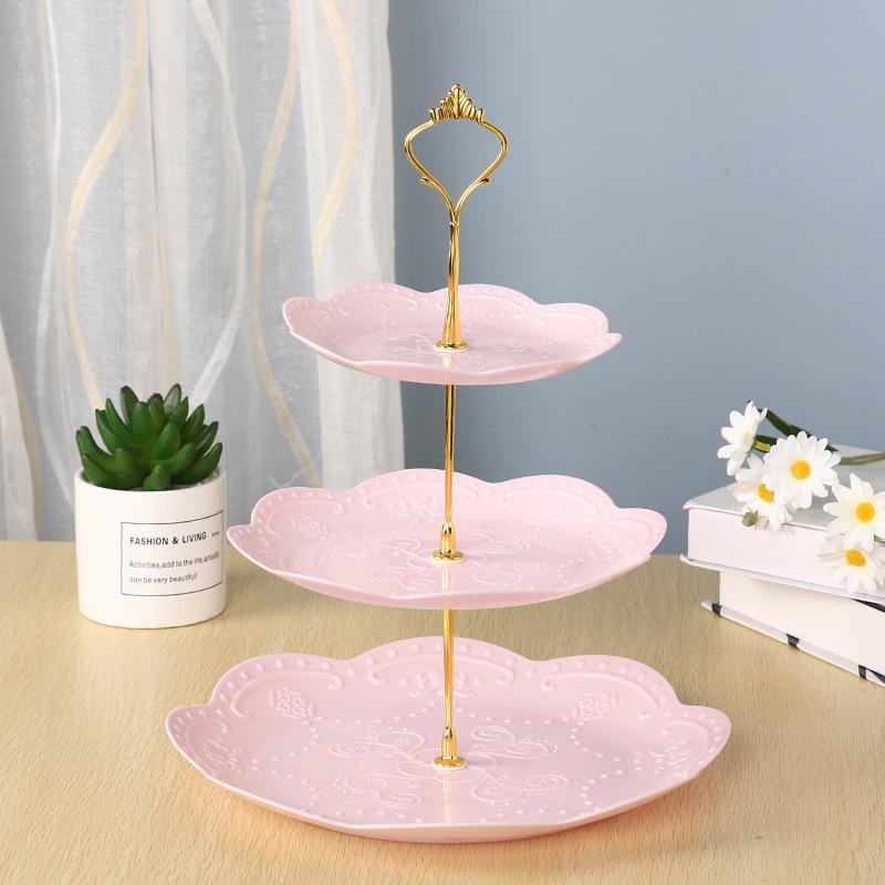 Cake Stand European Style 3 Tier Pastry Cupcake Fruit Plate Serving Dessert Holder Creative Multi-layer Plastic Fruit Plate