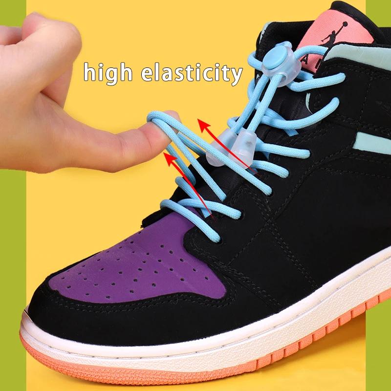 1Pair NEW Round Elastic Laces Sneakers No Tie Shoe Laces Colorful Spring Lock Shoelaces Without Ties Kids Adult Quick Shoelace