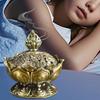 Lotus Incense Burner Air Purification Aromatherapy Base Stand Mini Sandalwood Censer Incense Metal Craft Home Decoration