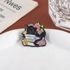 Sleeping Cat on Books Enamel Pin Cute Black Cat Reading Floral Book Lover Brooch Lapel Backpack Badge Jewelry Gift for Friends