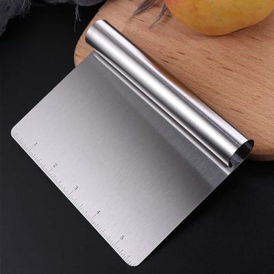 Stainless Steel Bench Scraper Curled Edge Pizza Scraper Multifunctional Pancake Scraper  Cake