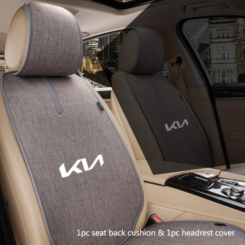Front/Rear Linen Car Seat Cover Cushion Anti Scratch Protector Pad Keyring For KN Kia Rio Soul Forte Sportage Picanto Niro KN