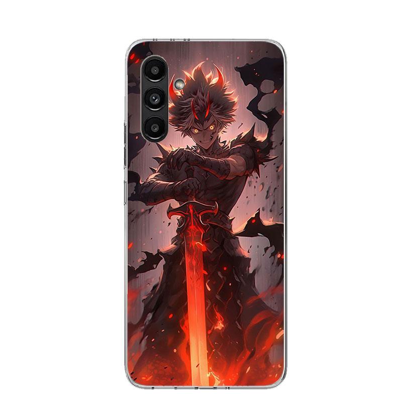 Black C-Clovers Anime Phone Case for Samsung Galaxy A17 A16 A15 A14 A13 A57 A56 A55 A54 A53 A37 A36 A35 A34 A33 A26 A25 A24 A23