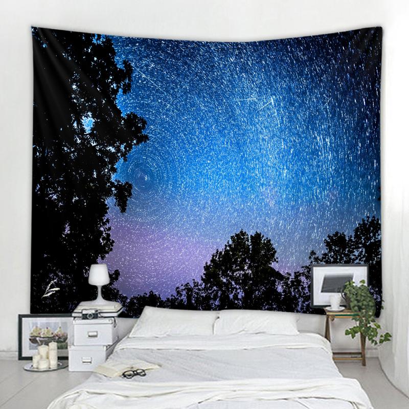 Forest Tapestry Wall Hanging Trees Stars Fabric Tapestry Home Living Room Bedroom Dormitory Decoration