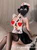 Sweet Hot Sexy Korean Women Mini Dress Sweet  New Sexy Maid Uniform Pure Desire Couple Fun Pajamas Dress Elegant W90E