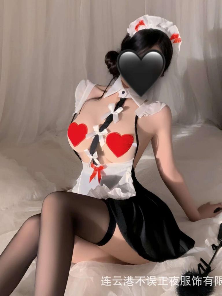 Sweet Hot Sexy Korean Women Mini Dress Sweet  New Sexy Maid Uniform Pure Desire Couple Fun Pajamas Dress Elegant W90E