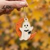 Vintage Cartoon Ghost Pumpkin Tags Halloween Wooden Ornaments, Rustic Spooky Owl Skull Decorative for Fall Festivals Hanging Decoration Fireplace Tree