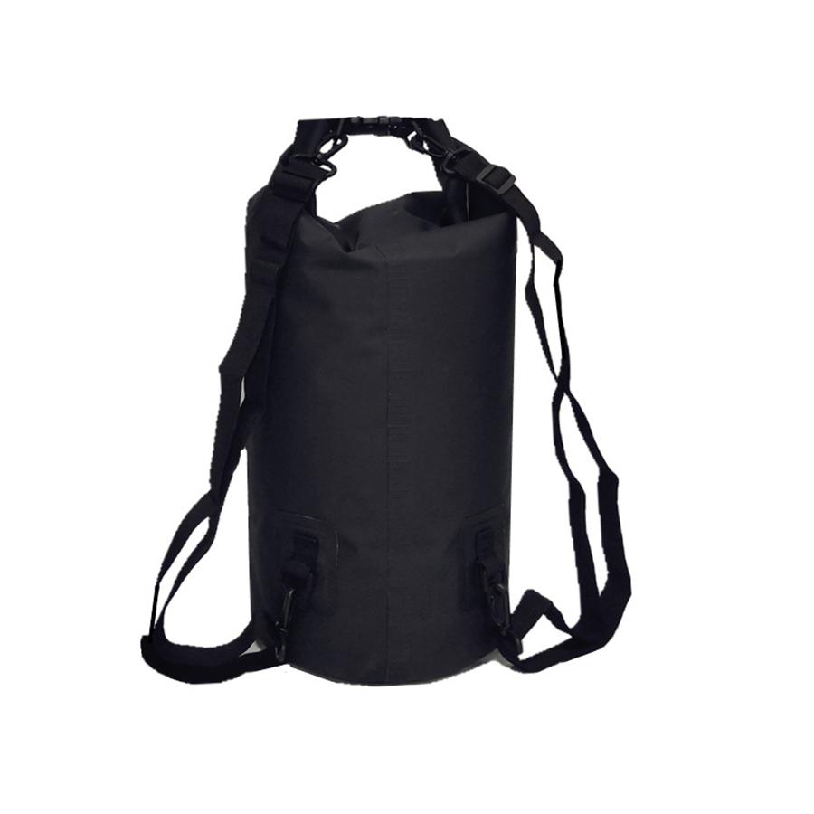 20L Motorcycle Waterproof Black Dry Bag with Shoulder Strap for Swimming Hiking