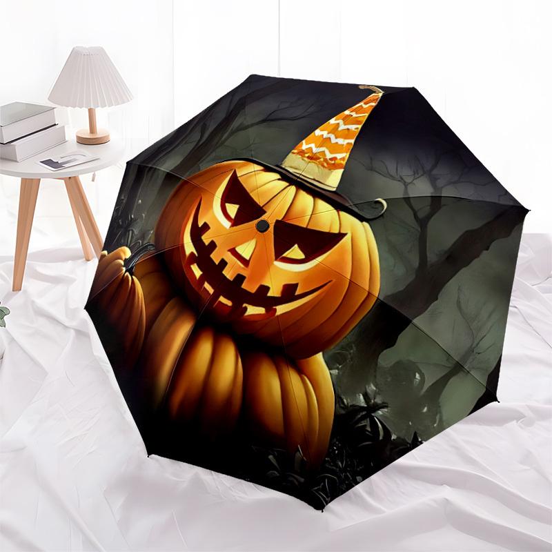 1PC Halloween Pumpkin Lantern Automatic Open/close, All-Season Portable Folding Umbrella for Women & Men yy250919171