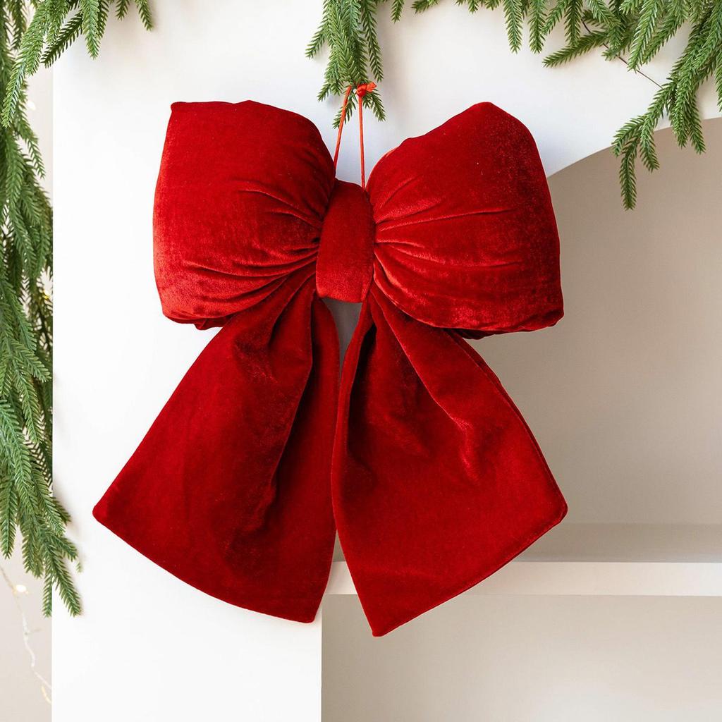 S/M/L R ed Velvet Bows For Christmas Tree Ornament Garland Topper Holiday Home Decoration Velvet Christmas Bows Pendant