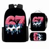 Large Capacity Schoolbag with Shoulder Strap; Student Three-piece Pencil Case Set