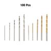 100pcs Titanium Coated Titanium Coated Drill Bits HSS Twist Drill Bits  Wood Drilling