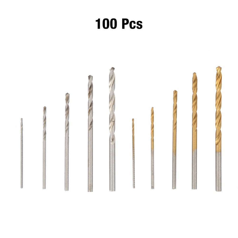 100pcs Titanium Coated Titanium Coated Drill Bits HSS Twist Drill Bits  Wood Drilling