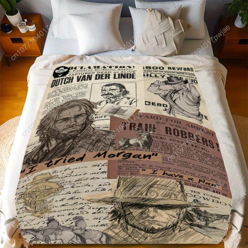 Vintage Arthur Morgan themed flannel blanket - Ultra-soft microfiber comfortable for all seasons indoors Custom blankets 80x120cm(31x47inch)